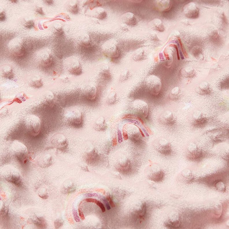 Hyggefleece prægede prikker og regnbuer – rosa,  image number 2