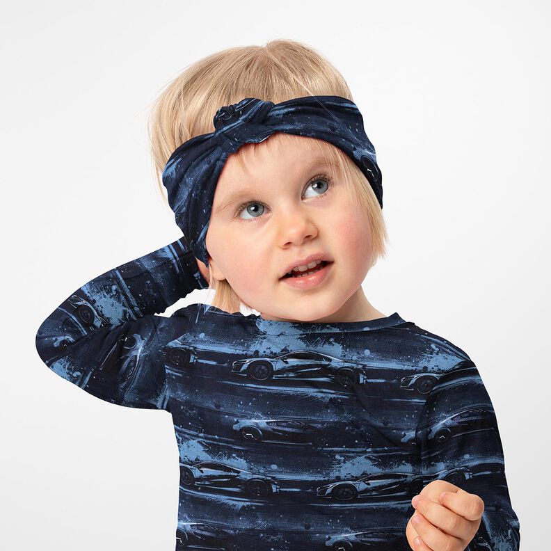 Bomuldsjersey racerbil Digitaltryk – sort-blå,  image number 5