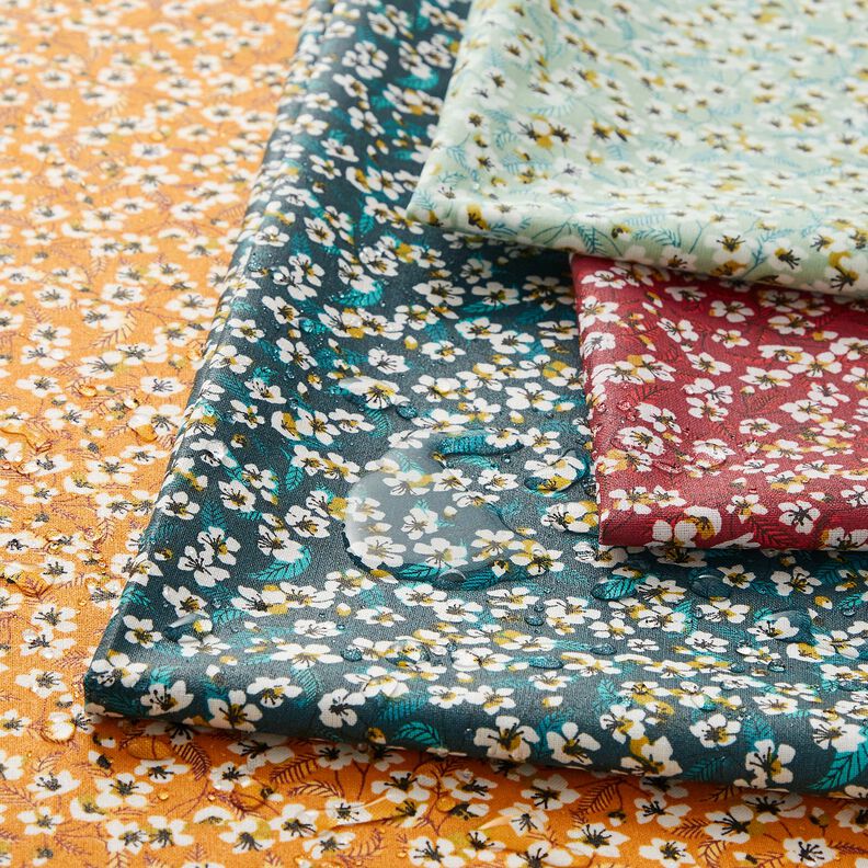 Imprægneret voksdug blomsterflor – karrygul/hvid,  image number 6