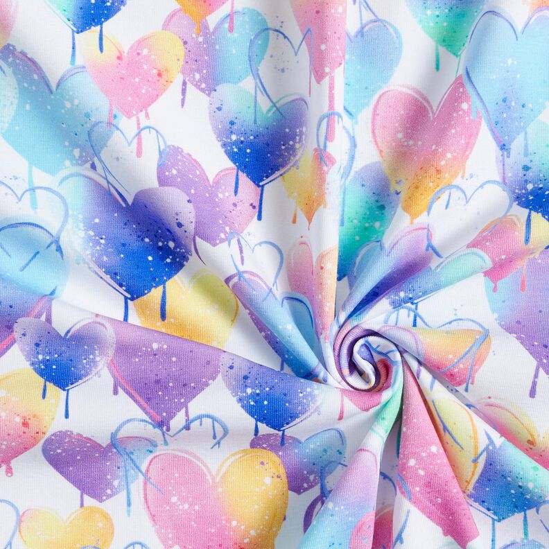 Bomuldsjersey graffiti hjerter | Glitzerpüppi  – hvid/farverig,  image number 3