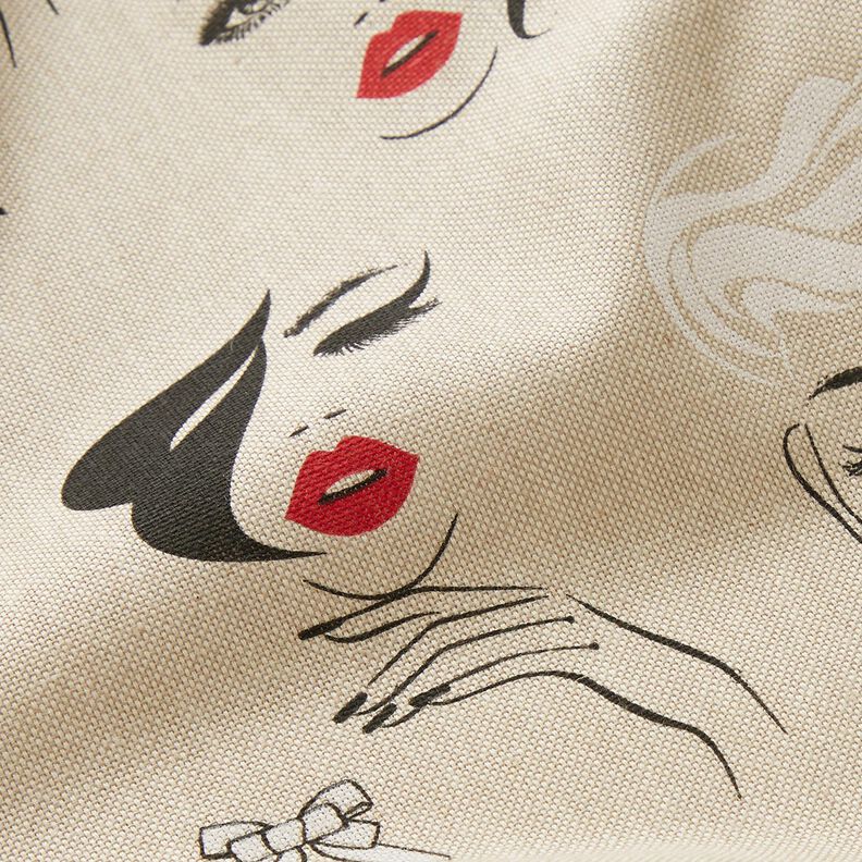 Dekorationsstof Halvpanama modeller – natur/karminrød,  image number 2