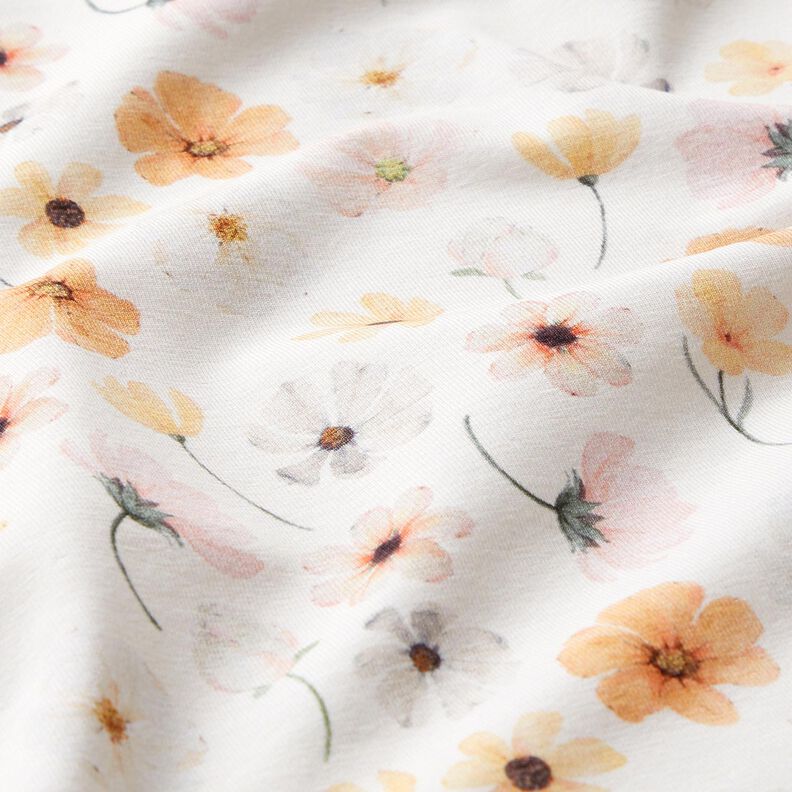 GOTS Bomuldsjersey blomstereng Digitaltryk – beige,  image number 2