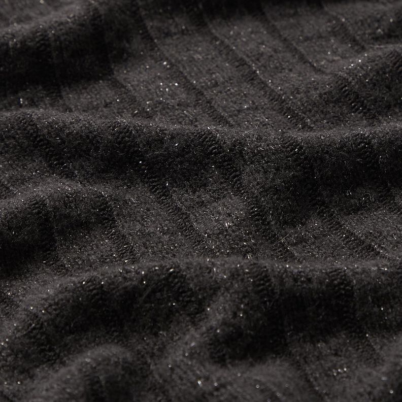 Strikstof Ajour med elegante glimmerstriber – sort,  image number 2