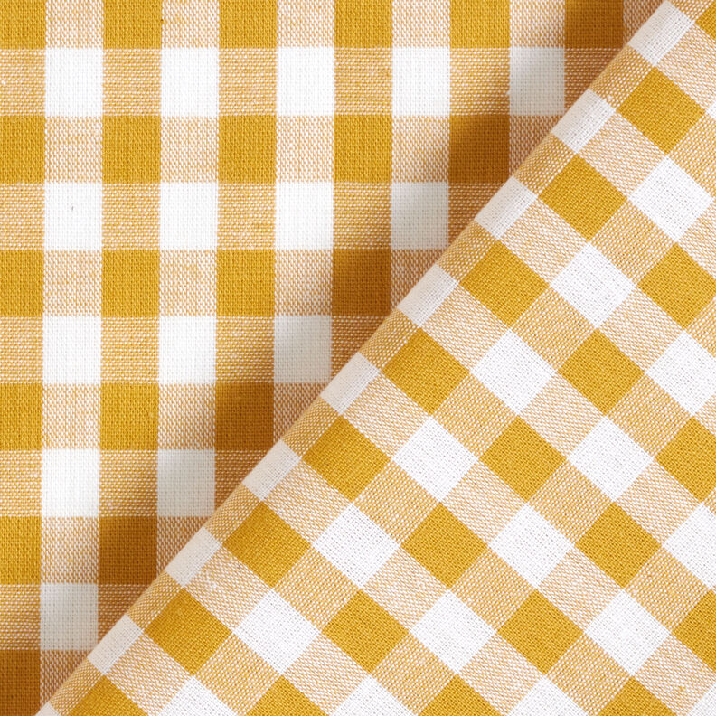 Bomuldsstof Vichy tern 1 cm – sennep/hvid,  image number 4