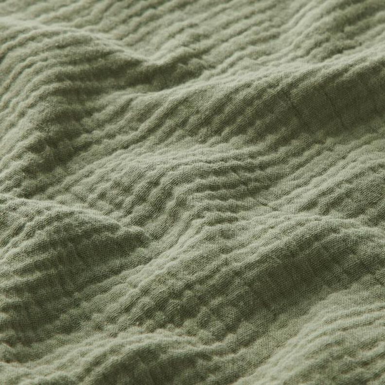 GOTS Musselin/Dobbelt-Crincle stof | Tula – olivengrøn,  image number 3
