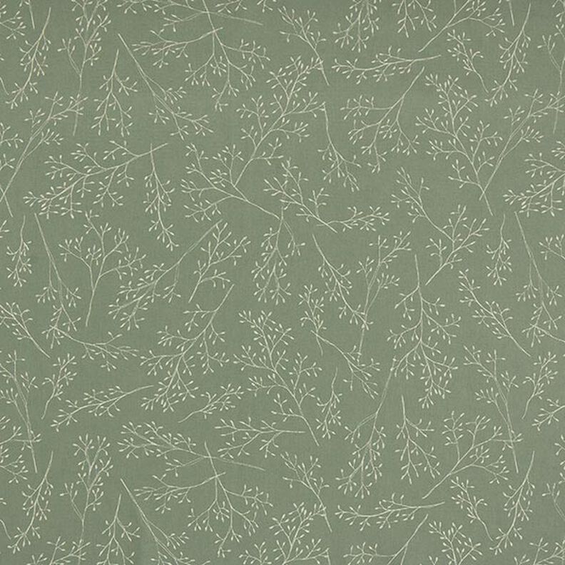 Dekorationsstof halvpanama fine grene – lys olivengrøn,  image number 1