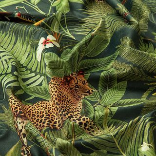 Dekorationsfløjl Jungle leopard – grøn, 