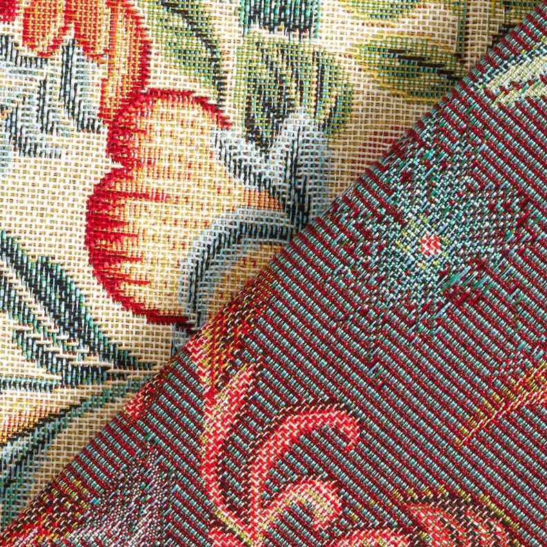 Dekorationsstof Gobelin skønne blomster – lysebeige/rød,  image number 4