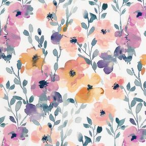 GOTS Bomuldsjersey akvarel blomstereng Digitaltryk – elfenben, 