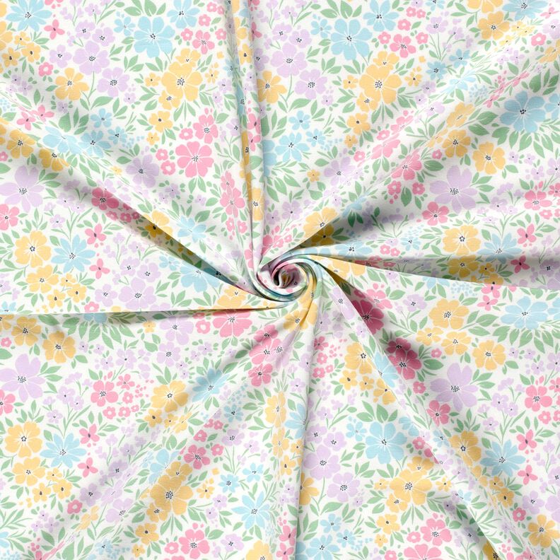 Bomuldsjersey fin blomstereng – elfenben/pastelhyld,  image number 3