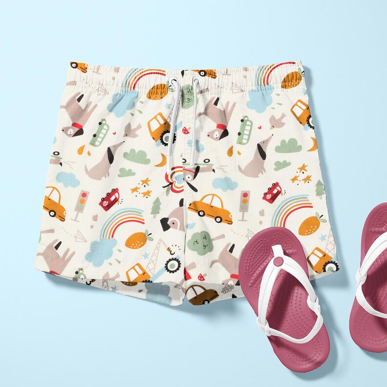 Bomuldspoplin Hunde på tur– uldhvid,  image number 5