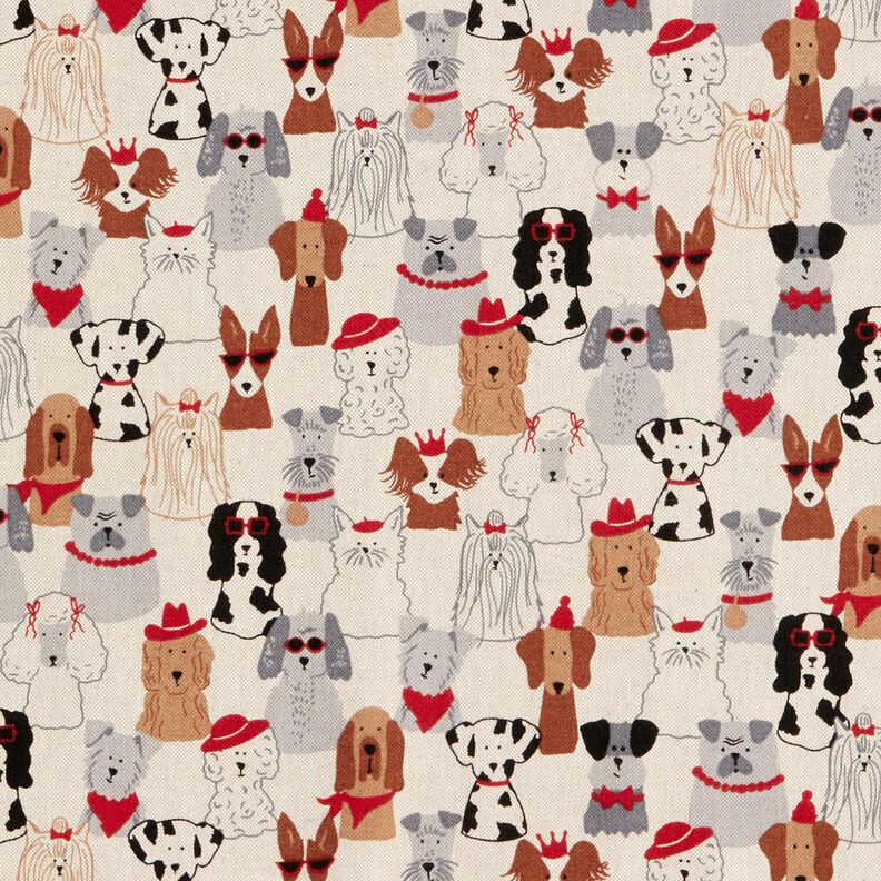 Dekorationsstof Halvpanama elegante hunde – natur/grå,  image number 1