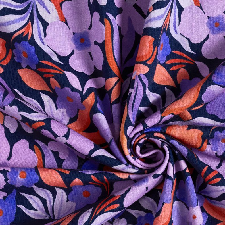 Softsweat blomster digitalt print – natblå/lilla,  image number 3