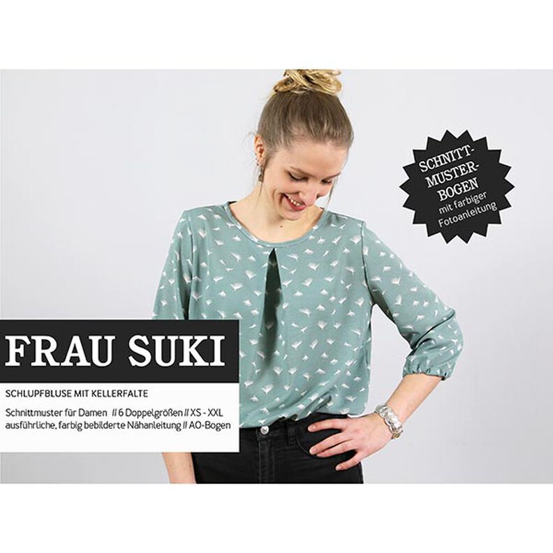 FRAU SUKI - slip-on bluse med omvendte læg, Studio Schnittreif  | XS -  XXL,  image number 1