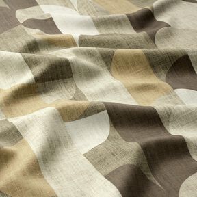 Mørklægningsstof abstrakte buer – kaki/lys taupe, 