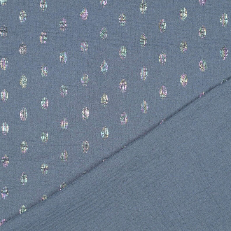 Musselin/Dobbelt-Crincle stof prikker Folietryk | by Poppy – blågrå,  image number 4