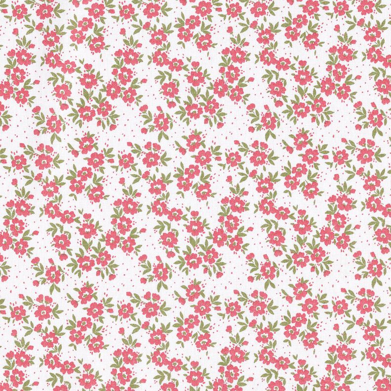 Bomuldspoplin blomsterhav – rød/hvid,  image number 1