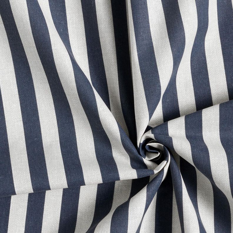 Bomuldsstof Cretonne maritime striber – sort-blå/lys taupe,  image number 3
