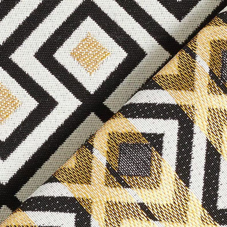 Dekorationsstof Jacquard Art deco romber – uldhvid/guld,  image number 4