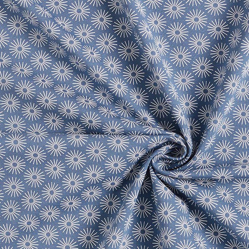 Bomuldsjersey skinne blomster – jeansblå,  image number 3