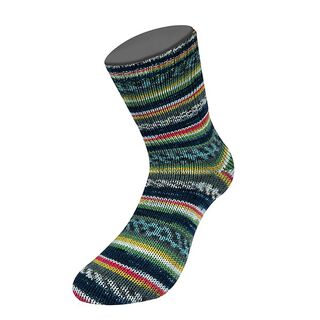 LANDLUST Sockenwolle „Bunte Bänder“, 100g | Lana Grossa – grå/koral, 