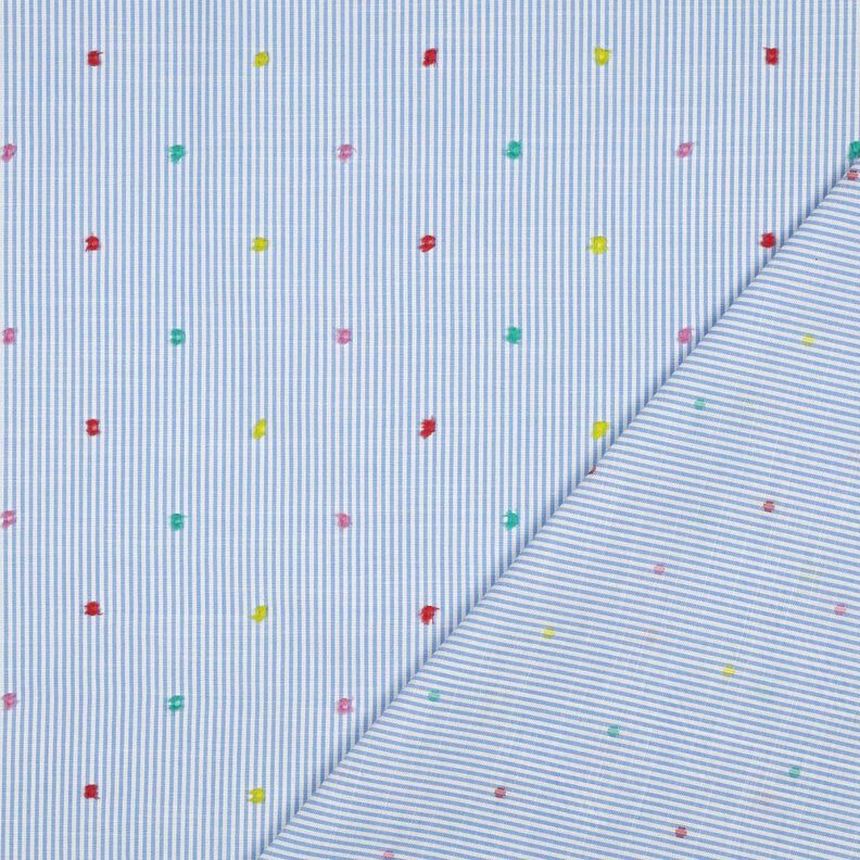 Fin bomuldsbatist dobby og striber | Poppy Fabrics – lyseblå/hvid,  image number 4