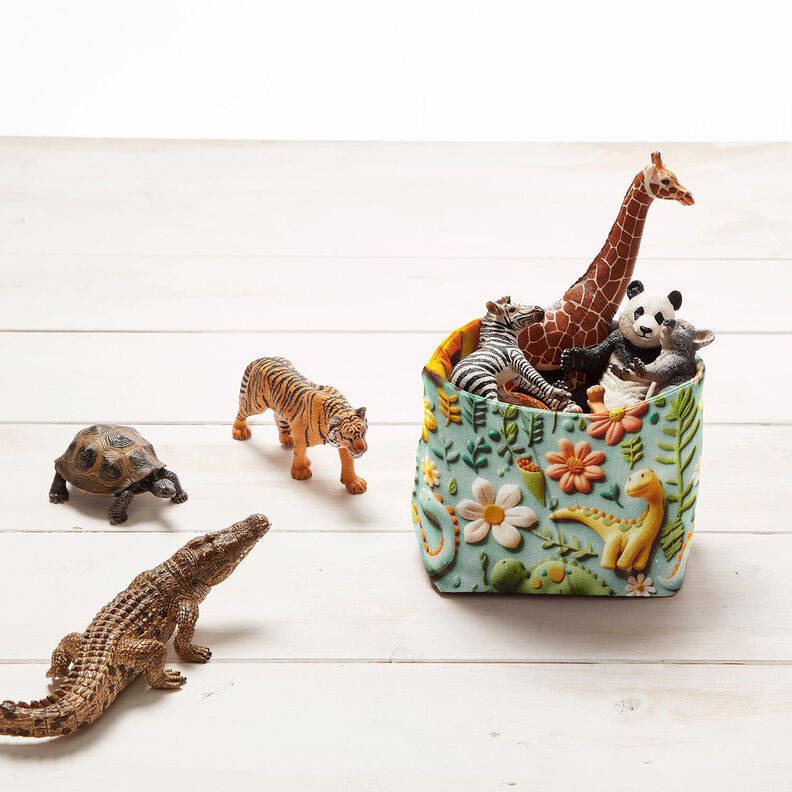 Bomuldspoplin modellervoks-dinosaurusser Digitaltryk – reed,  image number 6