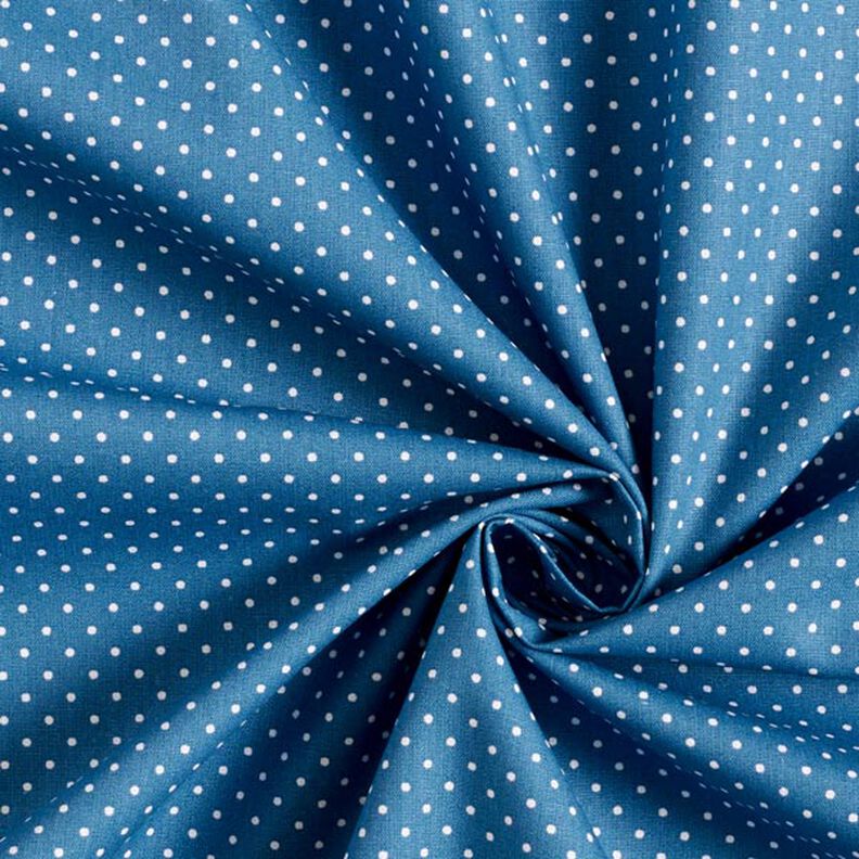 Bomuldspoplin små prikker – jeansblå/hvid,  image number 5