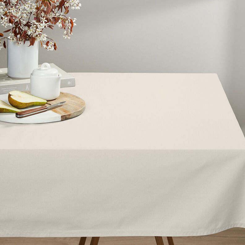 Bomuldsstof Cretonne Ensfarvet – creme,  image number 5