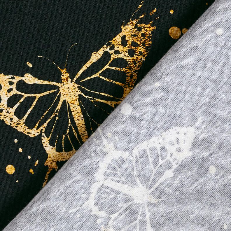 Bomuldsjersey gyldne sommerfugle | Glitzerpüppi – sort,  image number 4