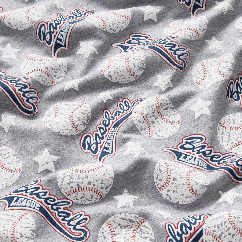 French Terry Sommersweat Baseball – sølv/hvid,  image number 2