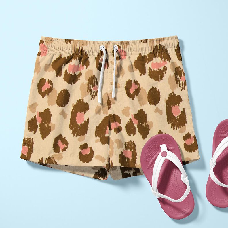 Bomuldspoplin Leom&oslash;nster &ndash; mandel/gammelrosa,  image number 5