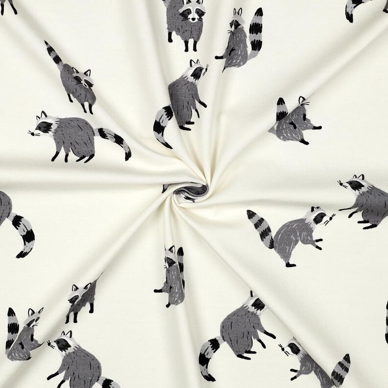 Bomuldsjersey vaskebjørne Digitaltryk | Poppy Fabrics – uldhvid,  image number 3
