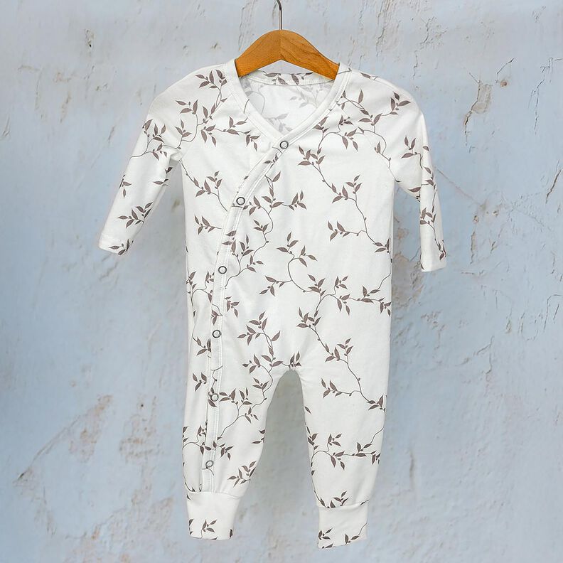 Bomuldsjersey bladranker &ndash; elfenben/lysebrun,  image number 7