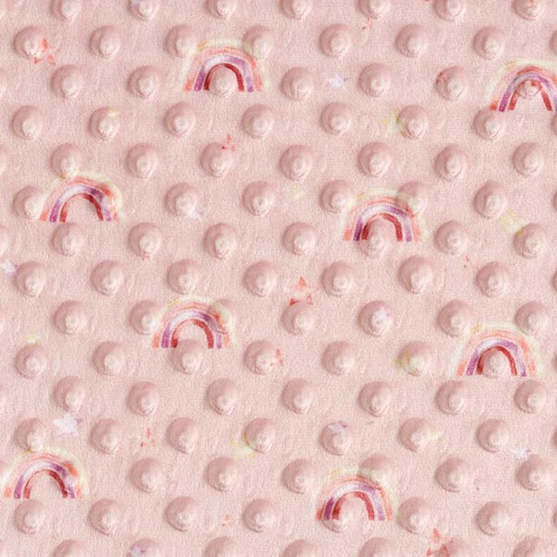 Hyggefleece prægede prikker og regnbuer – rosa,  image number 1