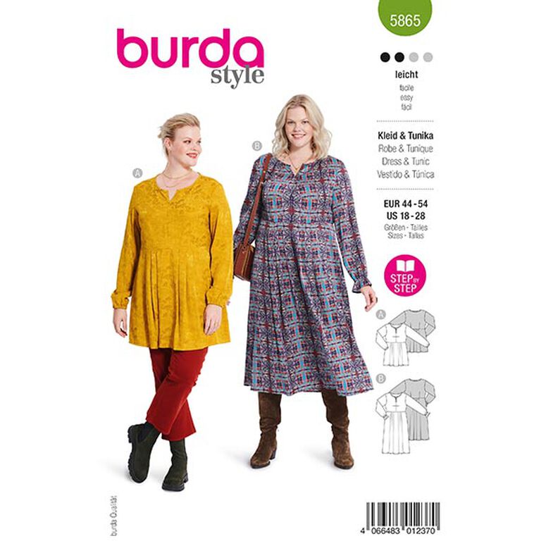 Plus-Size Kjole / Tunika | Burda 5865 | 44-54,  image number 1