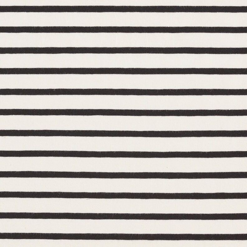 Bomuldsjersey brede og smalle striber &ndash; creme/sort,  image number 1