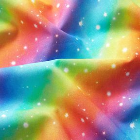 Bomuldspoplin regnbue stjernestøv Digitaltryk – kongeblå/farvemix, 
