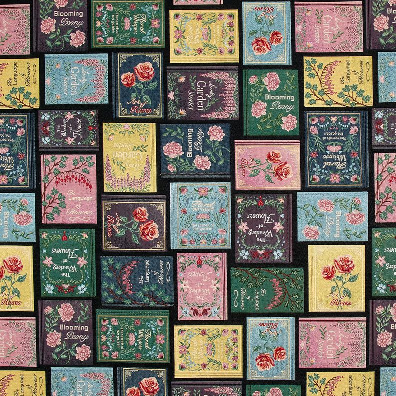 Dekorationsstof Gobelin bogomslag – sort/merlot,  image number 1