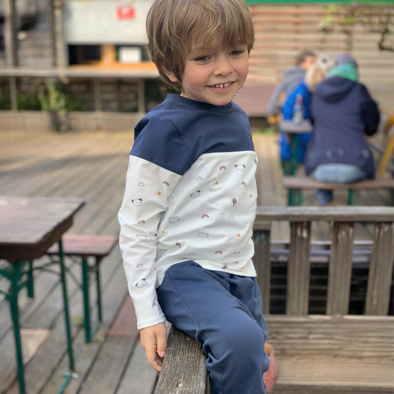 Bomuldsjersey Medium ensfarvet – havblå,  image number 6