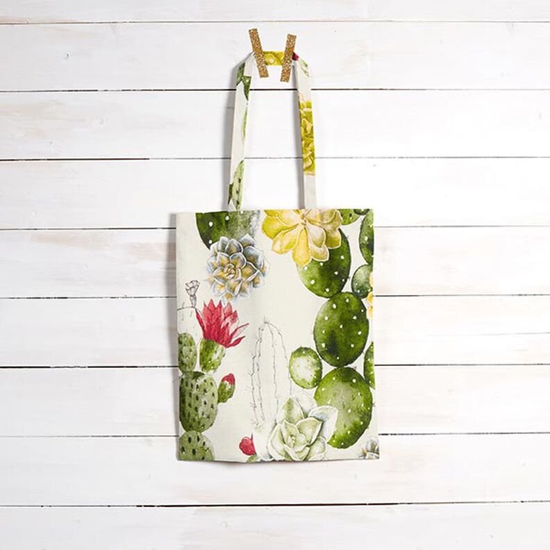 Dekorationsstof kanvas kaktusser – natur/grøn,  image number 6