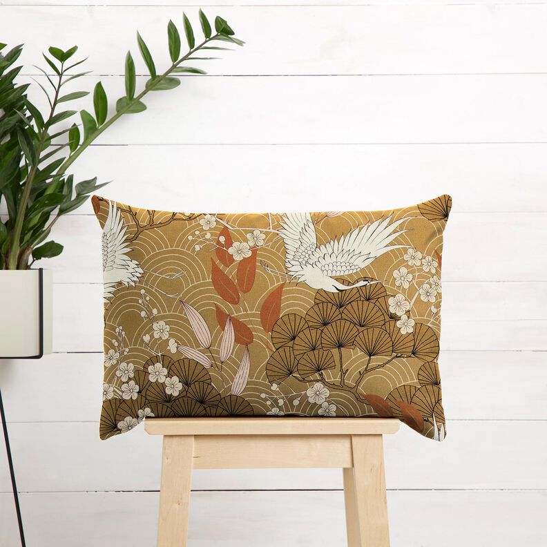 Dekorationsstof Canvas kunstf&aelig;rdige traner &ndash; sennep/elfenben,  image number 6