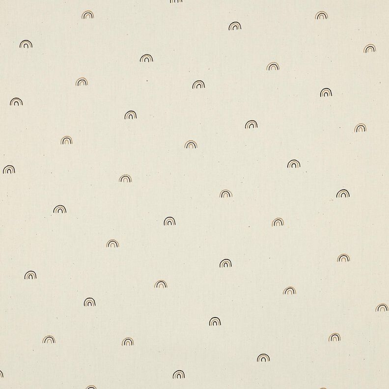 GOTS Bomuldspoplin små regnbuer | Poppy Fabrics – natur/råbrun,  image number 1