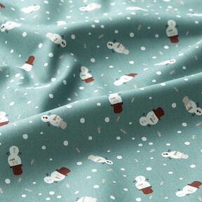 Bomuldsstof Poplin søde snemænd – reed, 