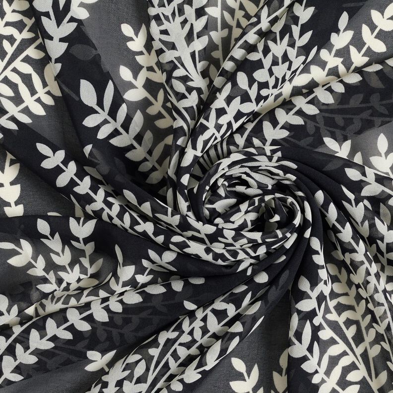 Chiffon store grene &ndash; sort/hvid,  image number 3