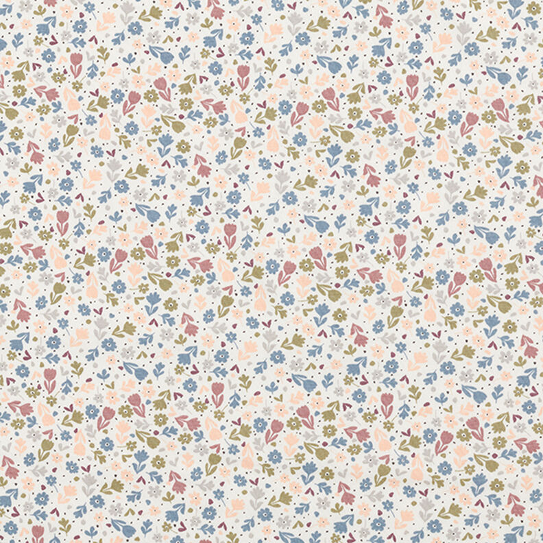 Bomuldsjersey søde blomster  – uldhvid,  image number 1