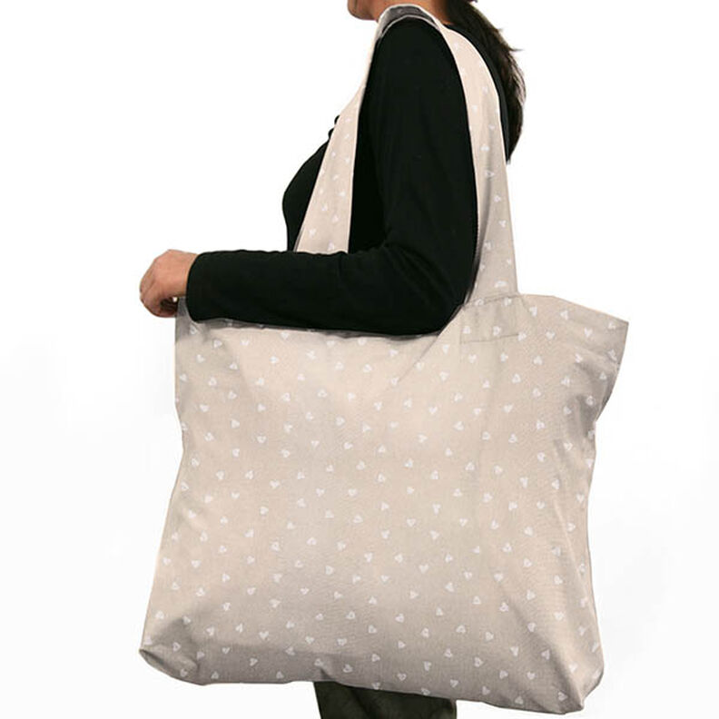 Dekorationsstof Halvpanama små hjerter – hvid/natur,  image number 8