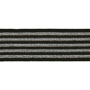 Stribet elastikbånd [ Bredde: 25 mm ] – sort/sølv, 