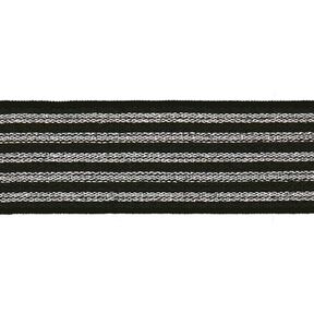 Stribet elastikbånd [ Bredde: 25 mm ] – sort/sølv, 