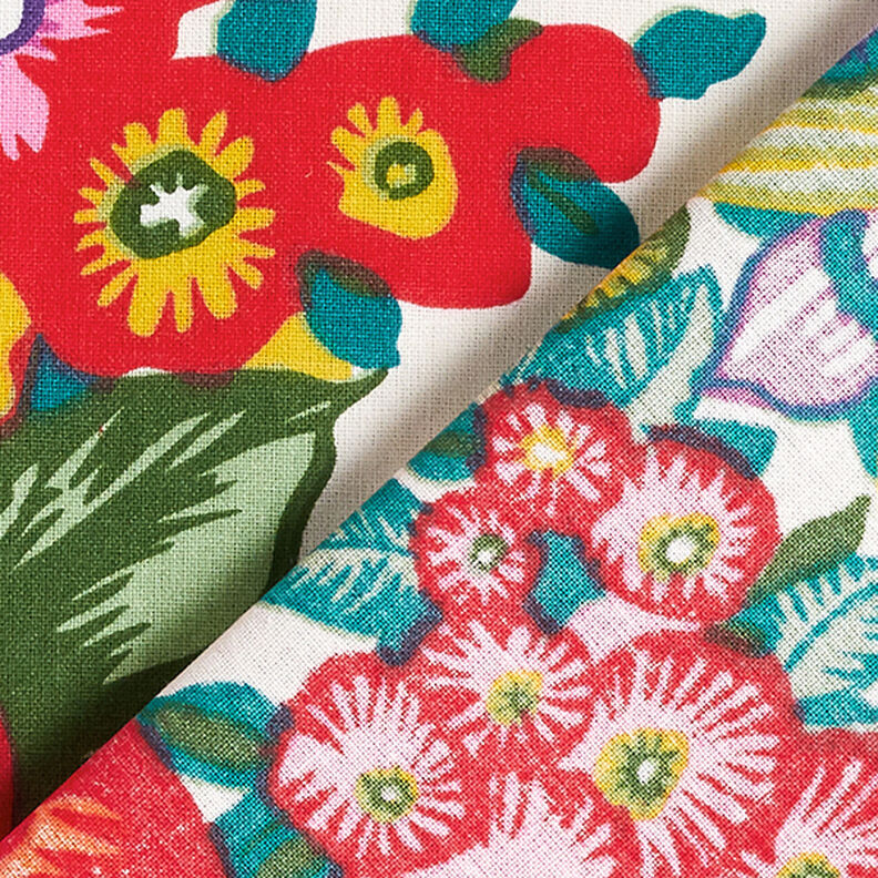 Bomuldsstof Cretonne Floral – rød,  image number 4